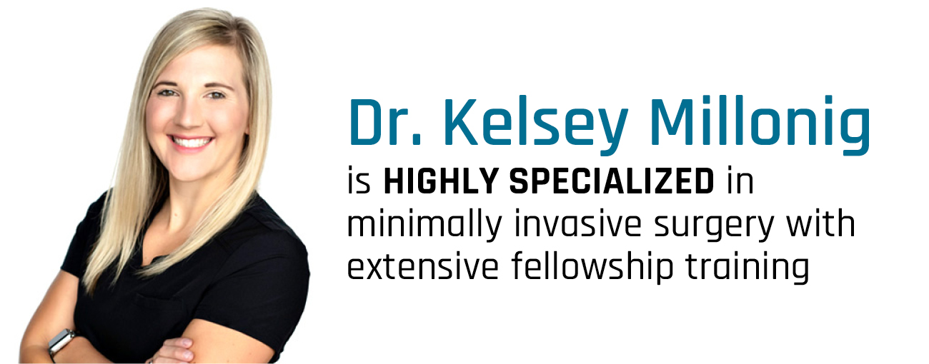 Image highlighting Dr. Kelsey Millonig's minimally invasive surgery fellowship training.